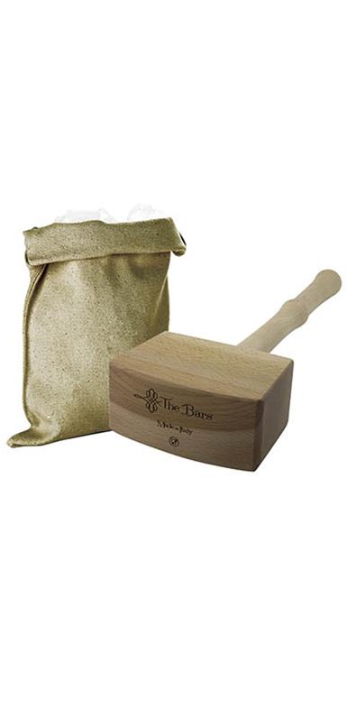 Ice Mallet In Wood & Bag In Cotton - The Bars